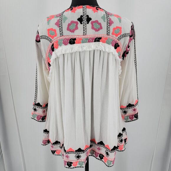 Nylon Apparel Swing Top Women's Small Open Front Embroidered Floral - Picture 3 of 15